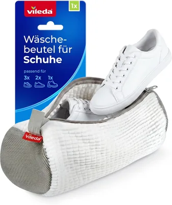 Vileda Schuhwaschbeutel für die Waschmaschine - Sneaker-Waschtasche aus Chenille mit 360° Reinigungsfasern - Wäschebeutel für Schuhe