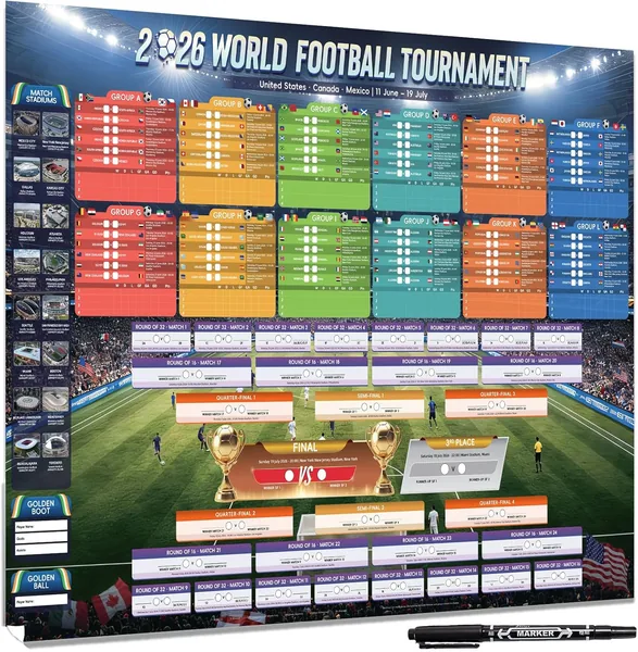 AhfuLife World Football 2026 Wall Chart - 100x70cm Best Deal