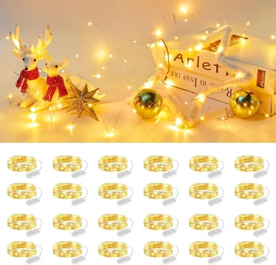 24 Pack Fairy Lights - 7ft 20 LED Waterproof Festoon String Lights Best Deal