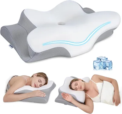Missleep Cervical Neck Pillow,Memory Foam Pillows for Relieving Neck and Shoulder Pain, Neck Support