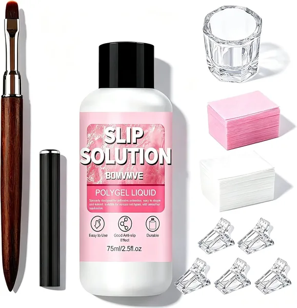 BOMVMVE Slip Solution Polygel - Anti-Cole, Profesjonalny zestaw do manicure z pęsetą, Najlepsza oferta!