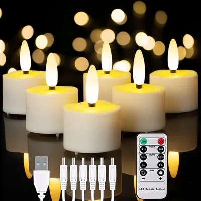 6 Pack Flameless Candles Remote Timer LED