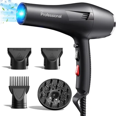 Secador de pelo profesional Ionic, secado rápido sin frizz, con difusor y concentradores, 3 temperaturas, 2 velocidades y co