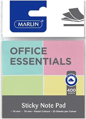 Marlin Office Essentials Sticky Note Pad - Pastel, 400 Sheets, ZAR 25 Best Deal