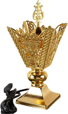 Bakhoor BoSidin Electric Incense Burner - Oud & Frankincense, Golden Metal Censer, Plug-In