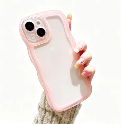Magloo 互換 iPhone 16E / 17E カバー、波柄ハウジング、韓国、キュート、スタイリッシュ、シンプル、人気、保護レンズ、強化