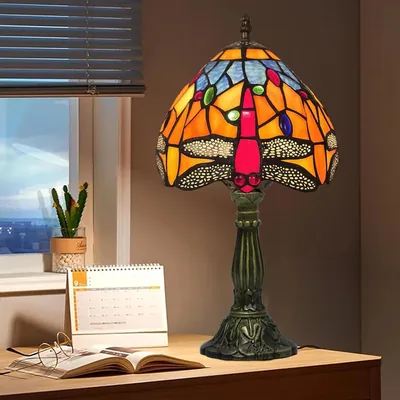 Tiffany Style Lamp - 3 Color Temp, Dragonfly Stained Glass Table Lamp Best Deal