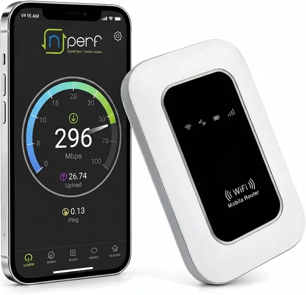 Enrutador WiFi 5G Portátil Ultraligeros - hasta 14h de Autonomía (Batería 2100mAh), Conexión para 10 Dispositivos, Compatible con