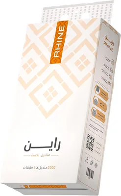 مناديل الوجه الناعمة من الراين - 5 طبقات، 2000 ورقة، 5 عبوات