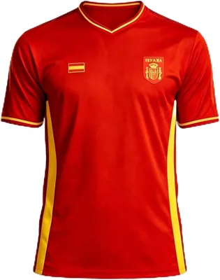 Camiseta de Fútbol Durabol España para Hombres, Rojo y Amarillo, 100% Poliéster, Mangas Cortas, Transpirable, Ideal para Entrenamiento - 10% De Descuento