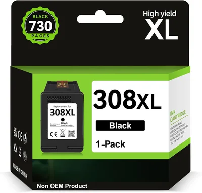 INKWELLZ Ink 308XL BK - 730+ Pages, Cartouche de remplacement pour HP 308 Noir, compatible avec HP Envy 6120e/6122e/6132e/6520e/6530 - 5% de réduction