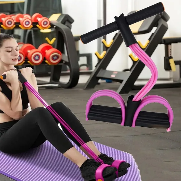 Multi-Function Abdominal Trainer & 6-Tube Elastic Resistance Band with Pedal Puller, Sit-Up Equipment & Bodybuilding Expander
