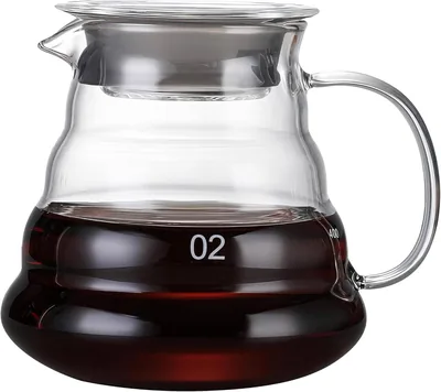 600ML Glass Coffee Server Heat Resistant, Pour Over Carafe with Lid