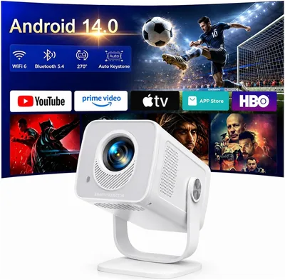 Proyector Portátil Android 14.0 con Integración de Aplicaciones, Proyección 4K/1080P, Apoyo a Corta Distancia, Auto Keystone, WiFi 6 y Bluetooth 5.4 - Ahorra un 40% en Amazon