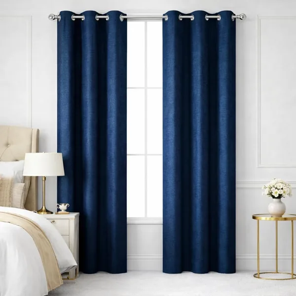Bliss Casa Indigo Lite Window Curtains 2 Pack 240 x 140 cm Solid Eyelet - Best Price