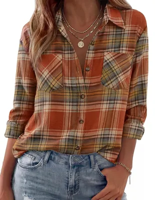 Zeagoo Women's Flannel Shirt Long Sleeve Plaid Button Down Top - Best Deal