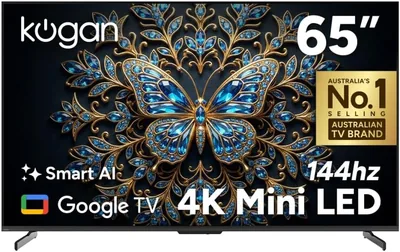 Kogan 65" Mini-LED QLED 4K 144Hz Smart AI Google TV - MQ9Z - KAQL65MQ9ZTA - | Chromecast, Google Assistant, Smart TV Best Deal