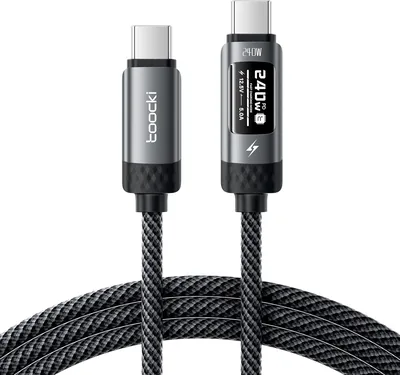 Toocki 240W USB-C till USB-C kabel med digitalt visning, PD3.1 Fastlading Kabel Nylon Kompatibel med Galaxy - Best Deal