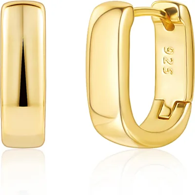 ALEXCRAFT 14K Gold Plated Silver Thick Hoop Earrings - Best Deal