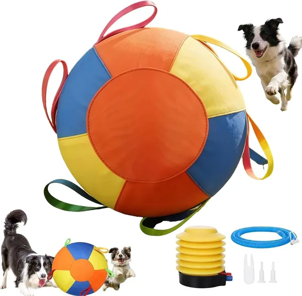 Herding Balls for Dogs, Calming Jumbo Ball for Dogs, 10 18 22 Inch Giant Inflatable Dog Ball with Reinforced Handles Cover & Pump