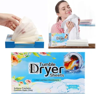 Natural Dryer Sheets Flowers Fragrance 40 Count - Plant-Based Fabric Softener