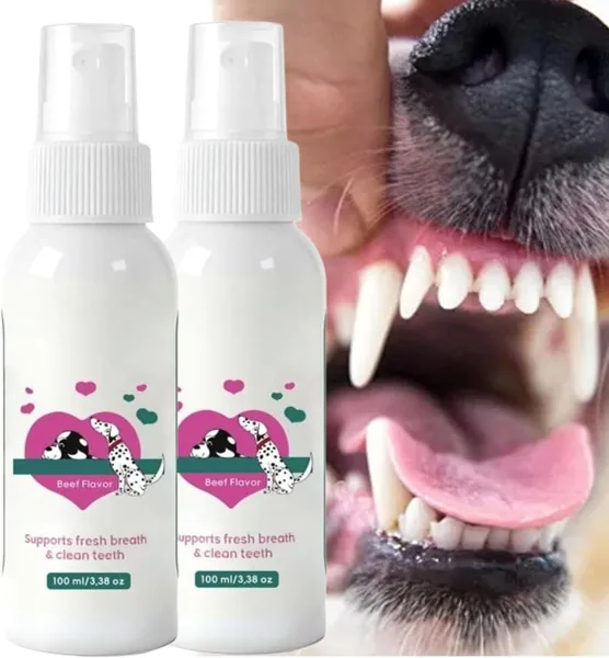 2026 Upgrade Spray for Dogs Daily Oral Care & Water Additive - Gentle No-Brush Dental Mist for Fresh Breath and Gum Support (2Pc)
