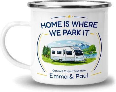 Chicken Craft Caravan Enamel Mug Personalised - Single Axle Gift