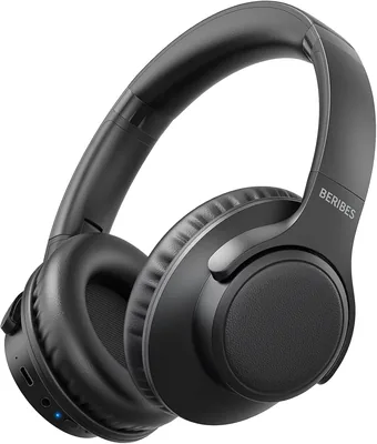 سماعات رأس BERIBES اللاسلكية فوق الأذن، 65 ساعة تشغيل قابلة للطي مع ميكروفون، Bluetooth 6.0، صوت باس عميق، S