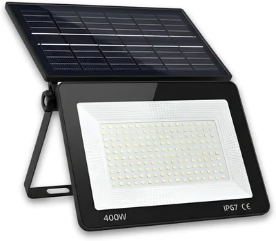 YASTA Lampada Solare da Esterno 400W - LED con Pannello Solare Pieghevole, Sensore Crepuscolare, 170 LED ad Alta Luminosità 6500K