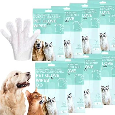 36 Piezas Toallitas Humedas para Perro y Gato, Toallitas Desechables de Baño en Seco para Mascotas Guantes de Limpieza Sin Enjuague