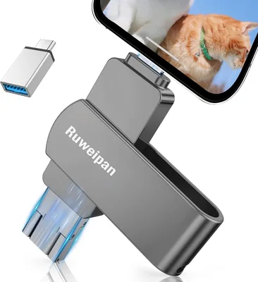 USB-Stick für iPhone 512 GB [Ohne App] 4 in 1 Memory Stick USB 3.0 Foto-Stick Mobile Phone mit Plug & Play