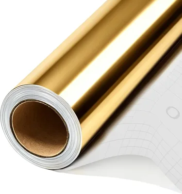 Vinilo Adhesivo Autoadherible, 30.5cm*3m, Dorado, Rollo de Vinilo Impermeable para Máquinas de Corte