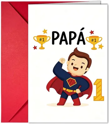 Father’s Day Card: #1 Papa Superhero Greeting Card with Red Envelope