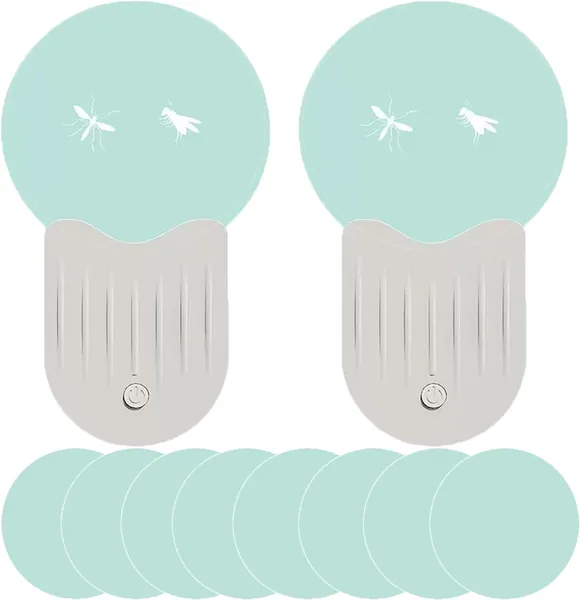 Upgraded Plug-in Flying Insect Trap Indoor - UV Light Mosquito Killer, Non-Toxic Gnat & Fruit Fly Catcher (2 Device + 10 Adhesive Cards) for Flies, Moths, Gnats - White