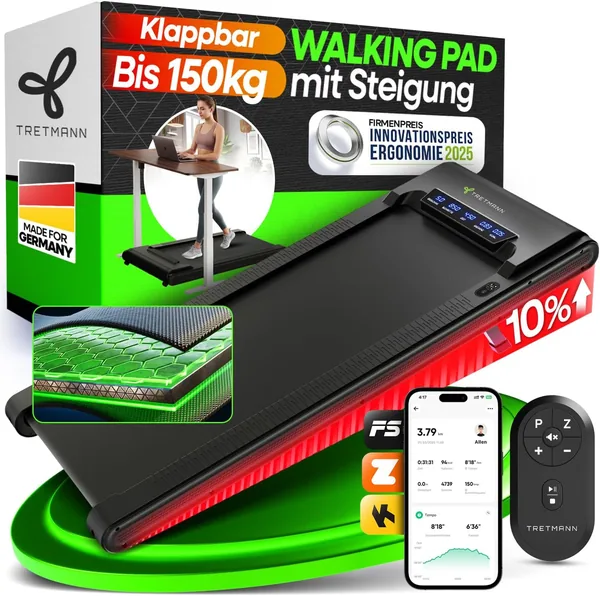Tretmann Folding Walking Pad with Incline - Extra Quiet