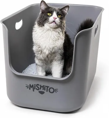 Mishito Arenero para Gato Grande | Entrada Baja y Bordes Altos Antiderrames | Asa Integrada | 57x38x36 cm - 11% de Descuento