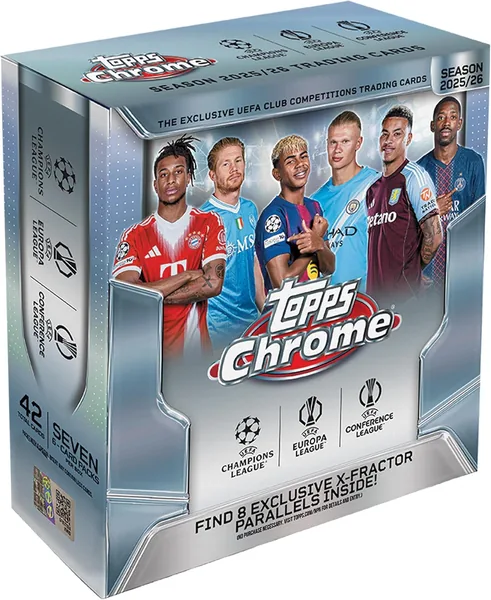 2025-26 Topps Chrome UEFA Club Competitions Soccer - Factory Sealed - Mega Box