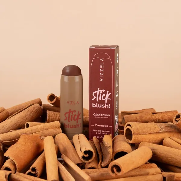 Blush Stick Cinnamon Canela Marrom Bast o Vegano Original Vizzela