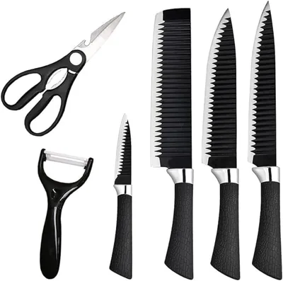 6 Pc Kitchen Knives Set - Non-Stick Coated Blades, Easy Clean, Ergonomic Design - 15% Off