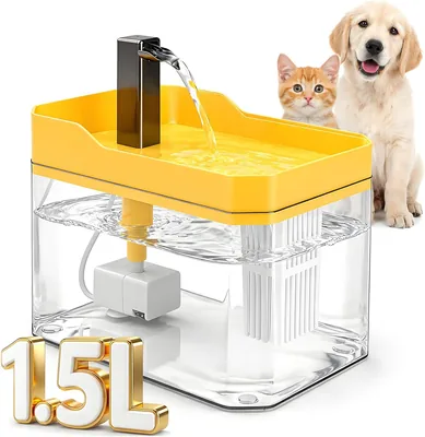 MLMLH 1.5L Fuente de Agua para Gato con 4 Niveles Ajustables | Filtros de Algodón, Bomba Silenciosa