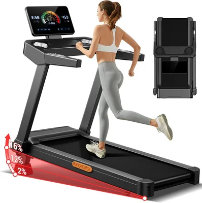 Treadmill Spazio Risparmiatore con Pendenza 16%, 14KM/H | Treadmill Elettrico Pieghevole 3.5 HP 180 kg