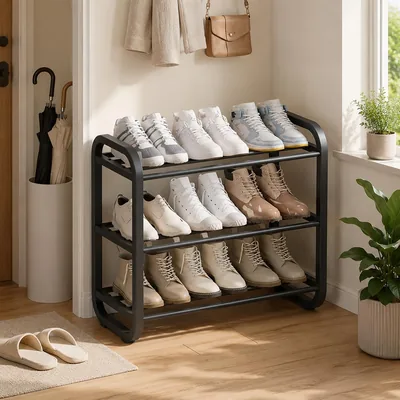 Stainless Steel Shoe Rack 3-Tier - Heavy Duty Modern Organizer, 10% Off