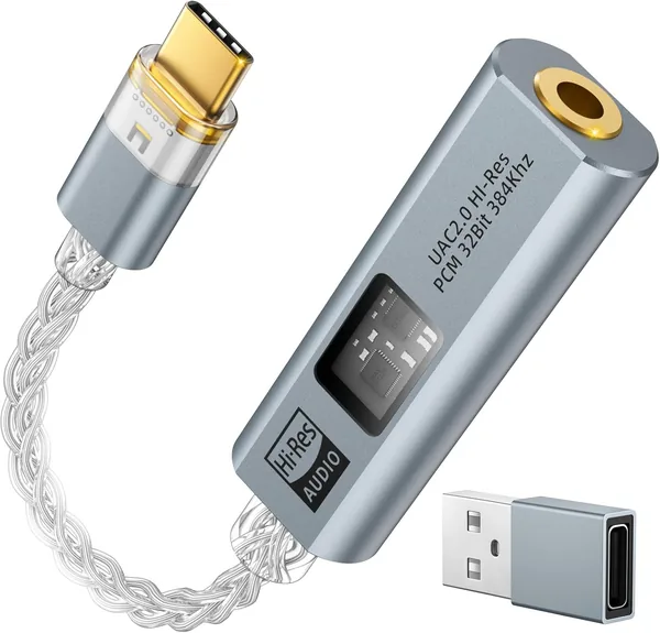 MoKo USB C do 3.5mm Adapter Audio z Dualnym Chipem DAC CX31993 & MAX97220, 32-bit/384KHz, HiFi Zasilacz, Najlepsza Cena