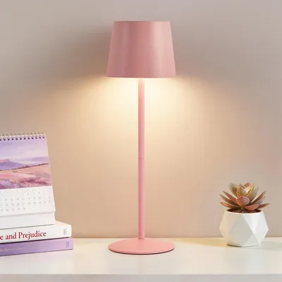 GyroVu Kabellose LED Tischlampe Rosa, höhenverstellbar, Touch-Dimmung, wiederaufladbarer Akku, Best Deal