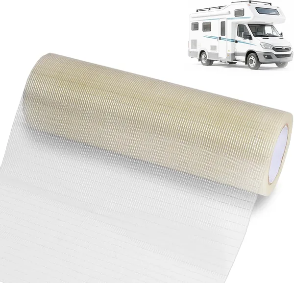 OCCOUMR RV Markis Reparationstejp - 18 cm x 9 m, Vattentät, Starkt Självhäftande, nötningsbeständig för Segelduk Tält (5% Off)