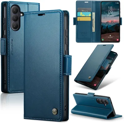oiysrtoc Fall för Samsung Galaxy S26, Premium PU Leder Skyddsfall med RFID Blokkering, 3 Kortfalkor, Stånd, Magnet