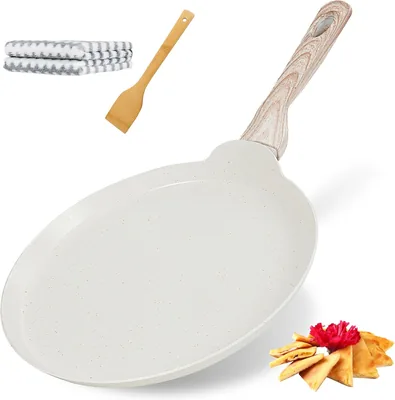 Comal para Tortillas Antiadherente, 28cm, Blanco | Sartén para Crepas, Apto Inducción Gas o Eléctrica, Libre de PFOS y PFOA