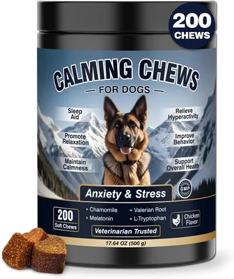 Calming Chews for Dogs 200ct, Dog Calming Chews - Anxiety and Stress Relief Treats Melatonin Bites S