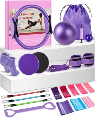 Spopal 22 en 1 Kit de Pilates [Actualizado], con Pelota de Yoga, Anillo, Bandas de Resistencia y Correa de Estiramiento - Mejor Precio