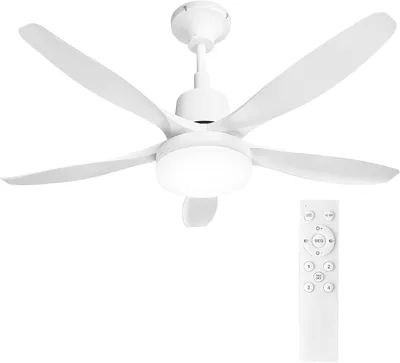 Ventilador de techo con luz LED de 76 cm, aspas finas, motor DC, 4 velocidades, temporizador remoto, 3CCT 18W, fácil instalación - Mejor Oferta